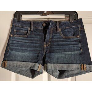 American Eagle Midi Shorts Size 2 Women's Dark Wash Denim